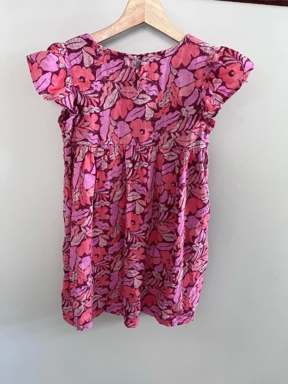 Gap Kids Girls Pink Purple Floral Flutter Sleeve Empire Waist Dress Size M 8‎